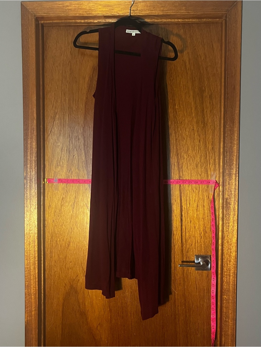 cleo Sleeveless Open-Front Duster Vest - Burgundy